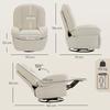 Chenille Reclining Armchair, 360 Degree Swivel, Side Pockets, Cream
