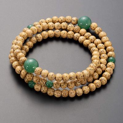 Buddhist Altar Shop Takita Shoten Specially Selected Bracelet Prayer Beads 108 Beads Triple Star and Moon Bodhi Tree Indian Jade Tailor Official