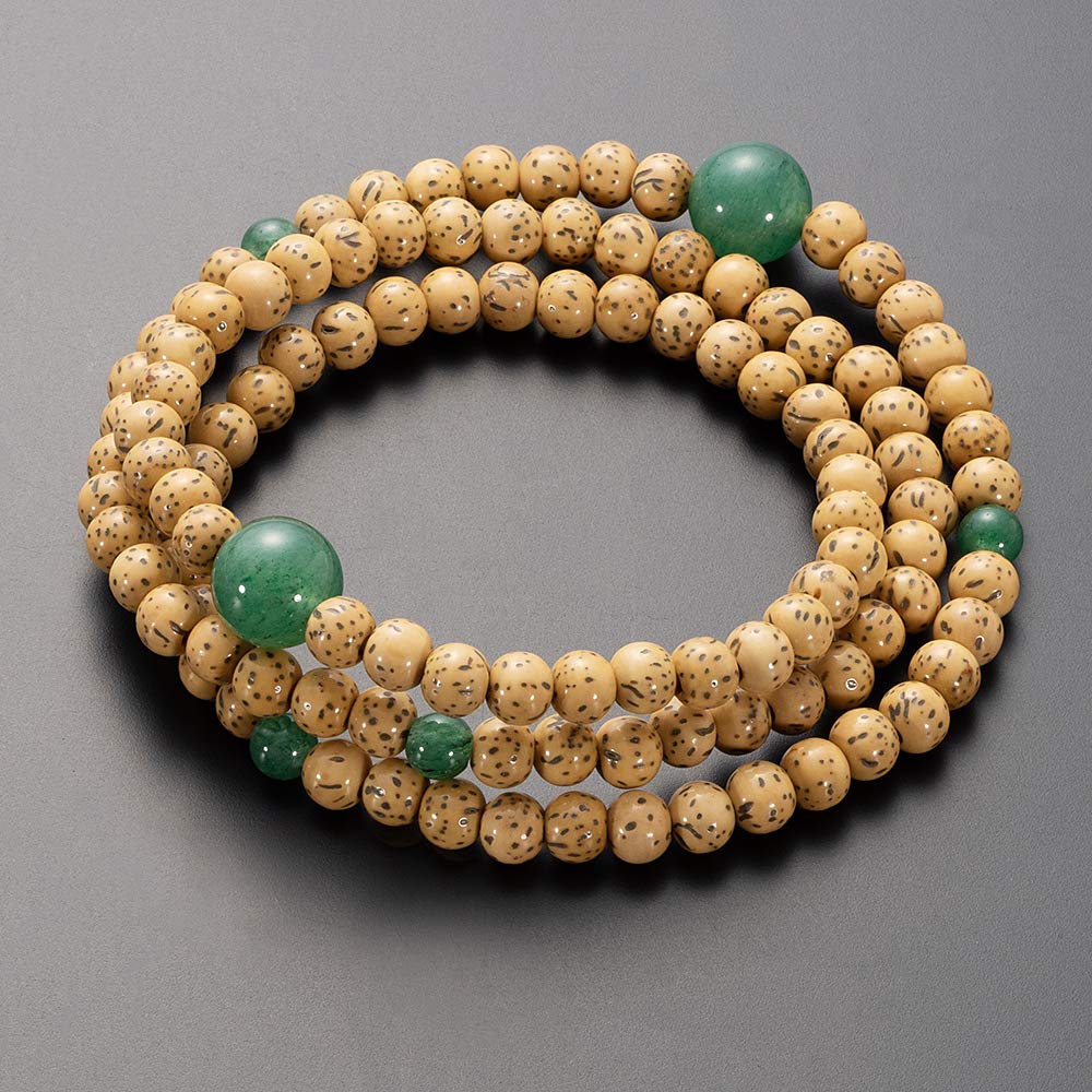 Buddhist Altar Shop Takita Shoten Specially Selected Bracelet Prayer Beads 108 Beads Triple Star and Moon Bodhi Tree Indian Jade Tailor Official