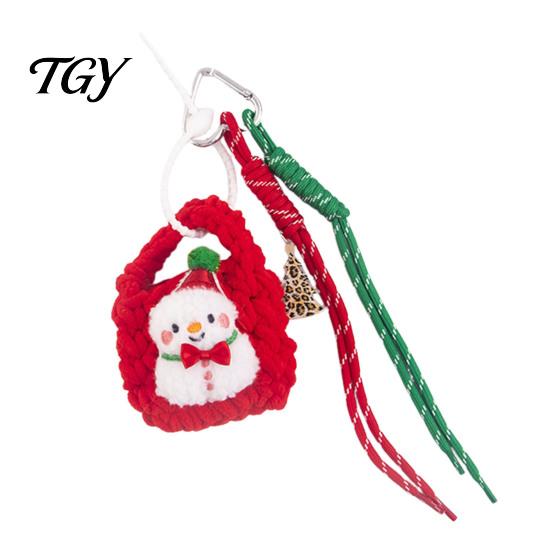 Santa Claus Bag Charm Christmas Charm, Crochet Keychain Pendant with Festive Charms Faux Leather Star, Xmas Hanging Decor for Party Favors Gift