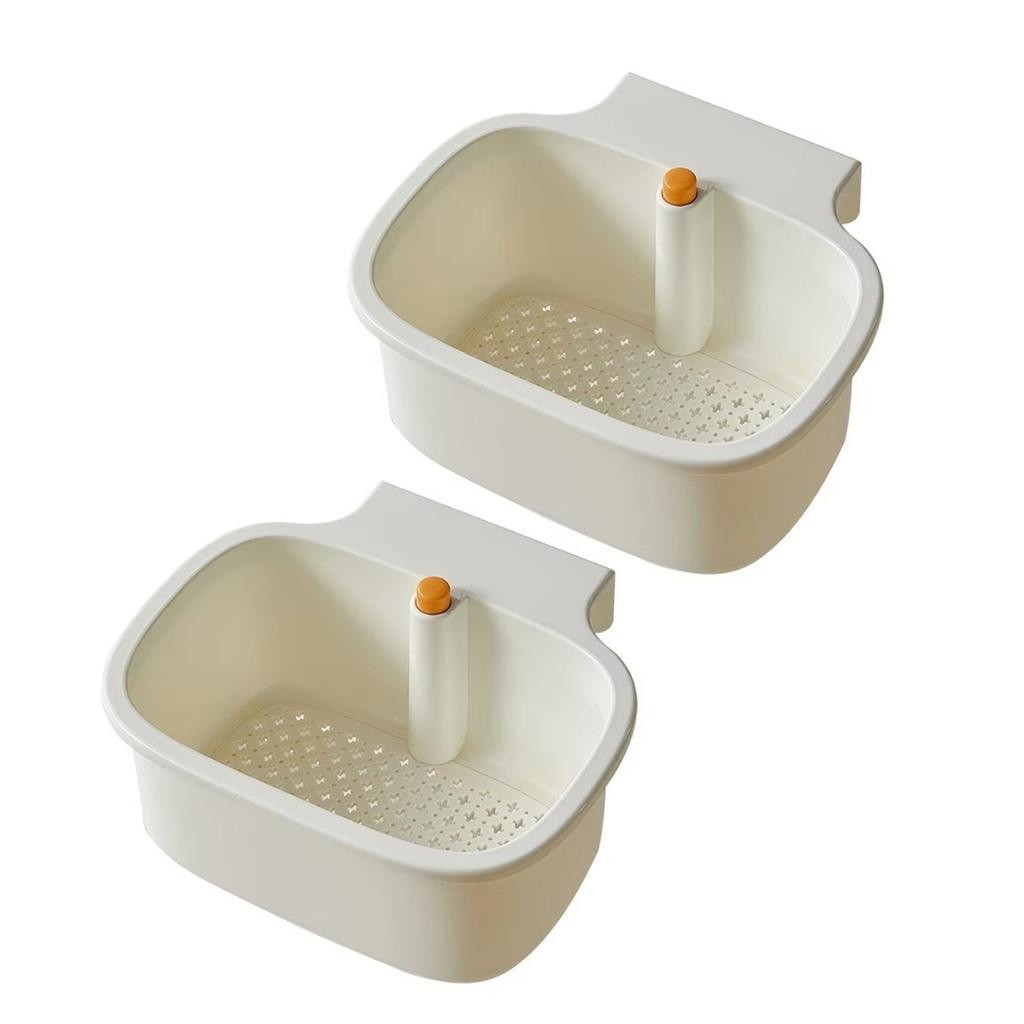 Adjustable Kitchen Sink Filter Basket With Durable Plastic Hooks For Efficient Food Scraps Catcher And Sponge Storage Organizer