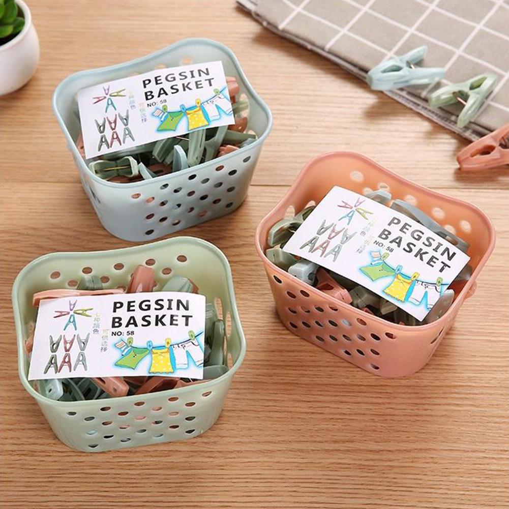 Fashion Shoes Clothes Underwear Socks Clothespin 30Pcs Windproof Drying Clips with Basket
