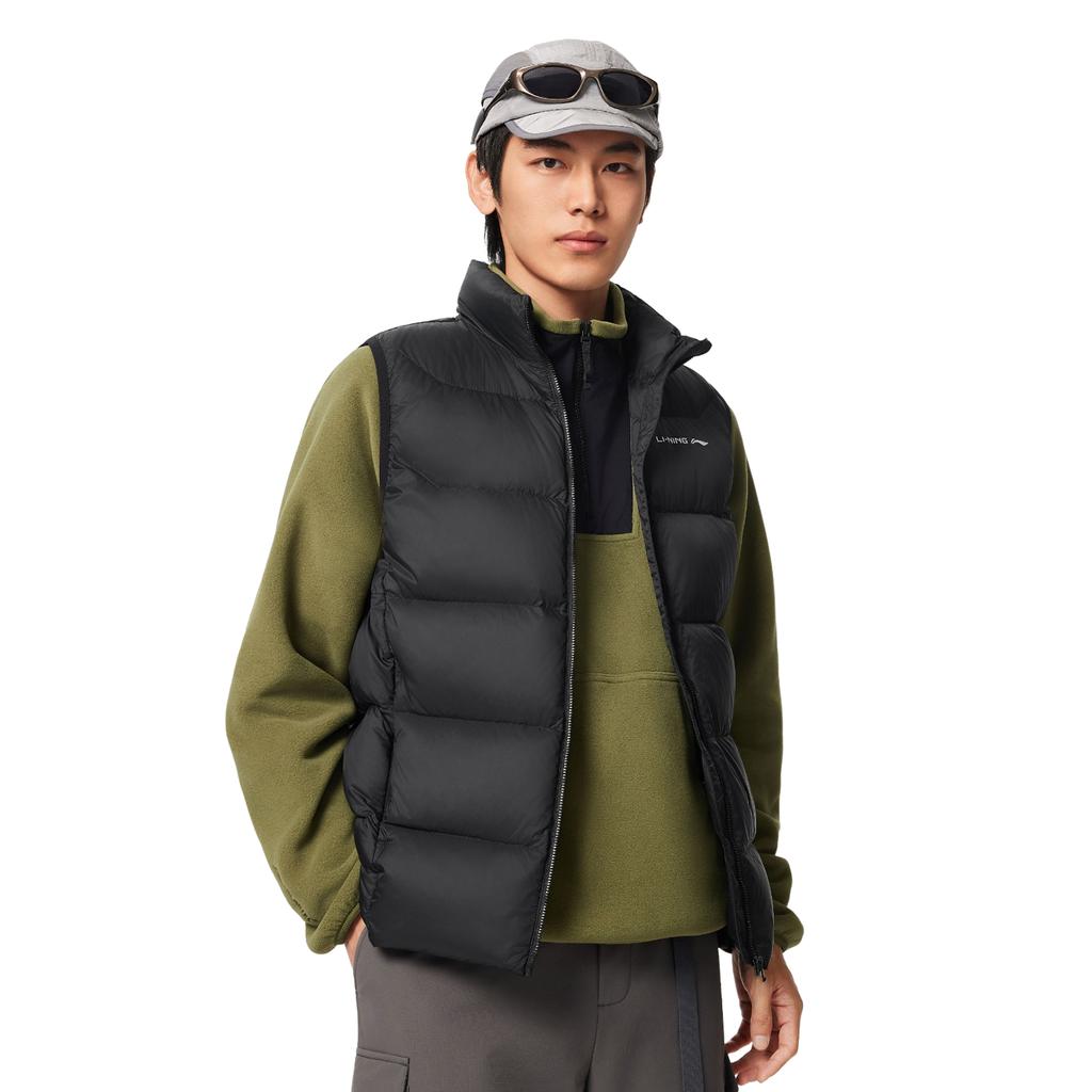 Li Ning Fitness Series Stand Collar Logo Letter Down Vest Men Vest AMRV077-3