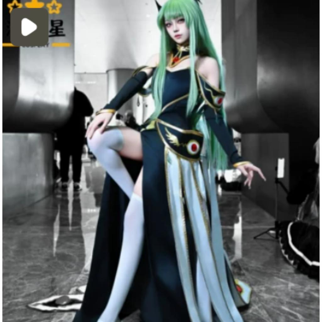 Code Geass CC Cosplay Jelmez És Parókák Lelouch A Lázadásból C.C. Ruhák Hangyaku No Lelouch Queen CC Fűző