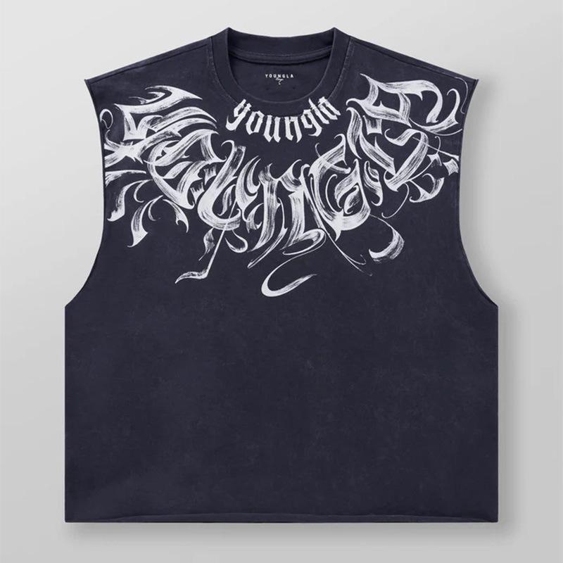 

Мужская хлопковая майка-борцовка в американском стиле - Модная спортивная и повседневная фитнес-рубашка без рукавов XL темно-синий