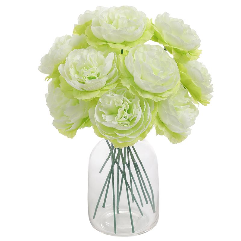 20CM 6Pcs Artificial Silk Blue Peony Flowers With Stems Fake Peony Bouquet  for Home Wedding Decoration Office Desks Ornament