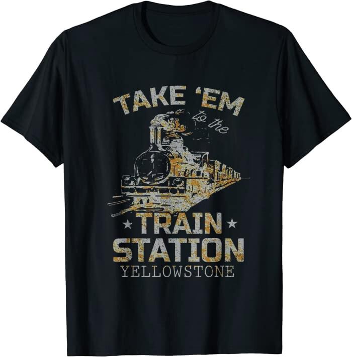 Take Em To The Train Station Western Country Classic Tee T-Shirt L