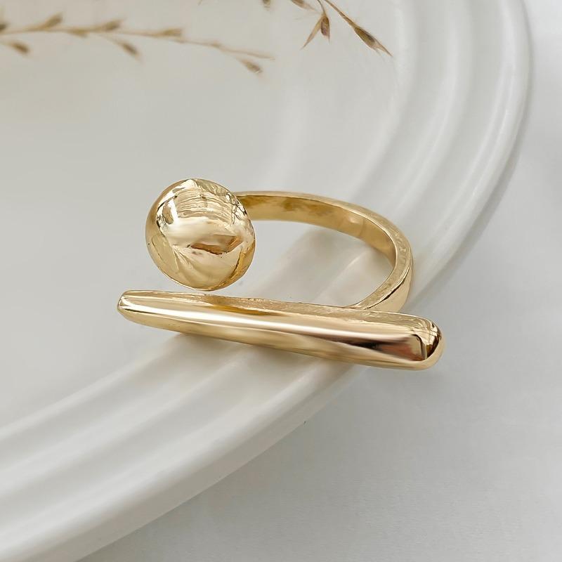 Creative Irregular Geometric Lines Open Ring for Women Men Exaggerated Gold Color Line Adjustable Couple Finger Ring Jewelry