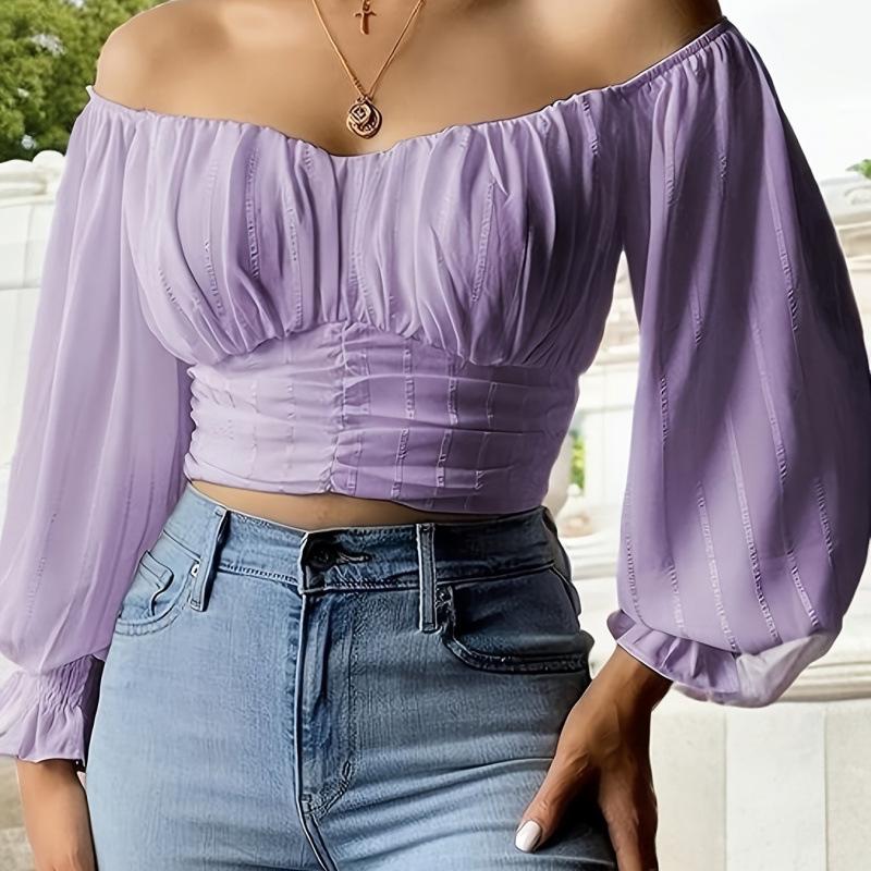 Women's Elegant Off-Shoulder Puff Sleeve Summer Blouse