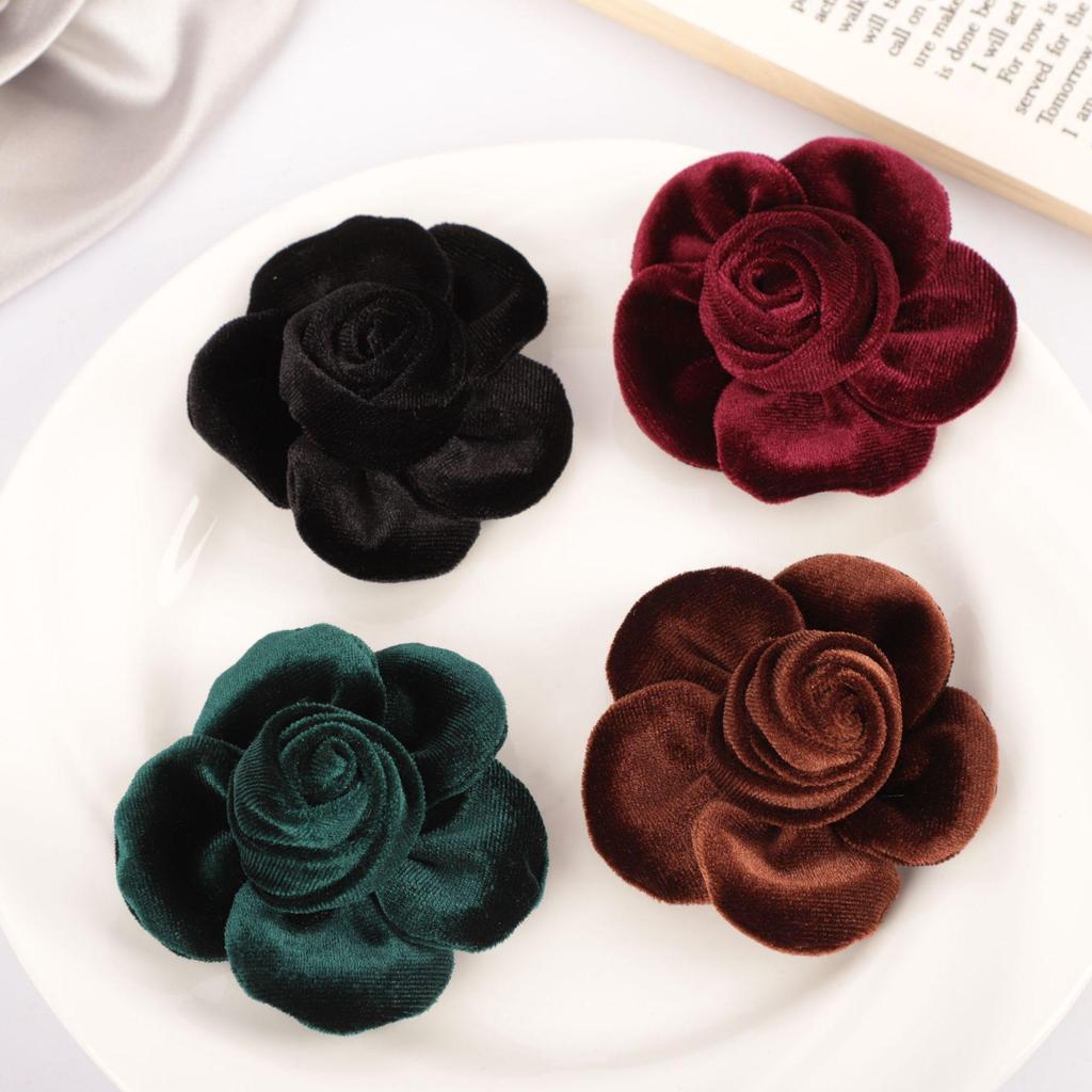 French Retro Velvet Five-Petal Rose Handmade Versatile Hair Clips & Accessories