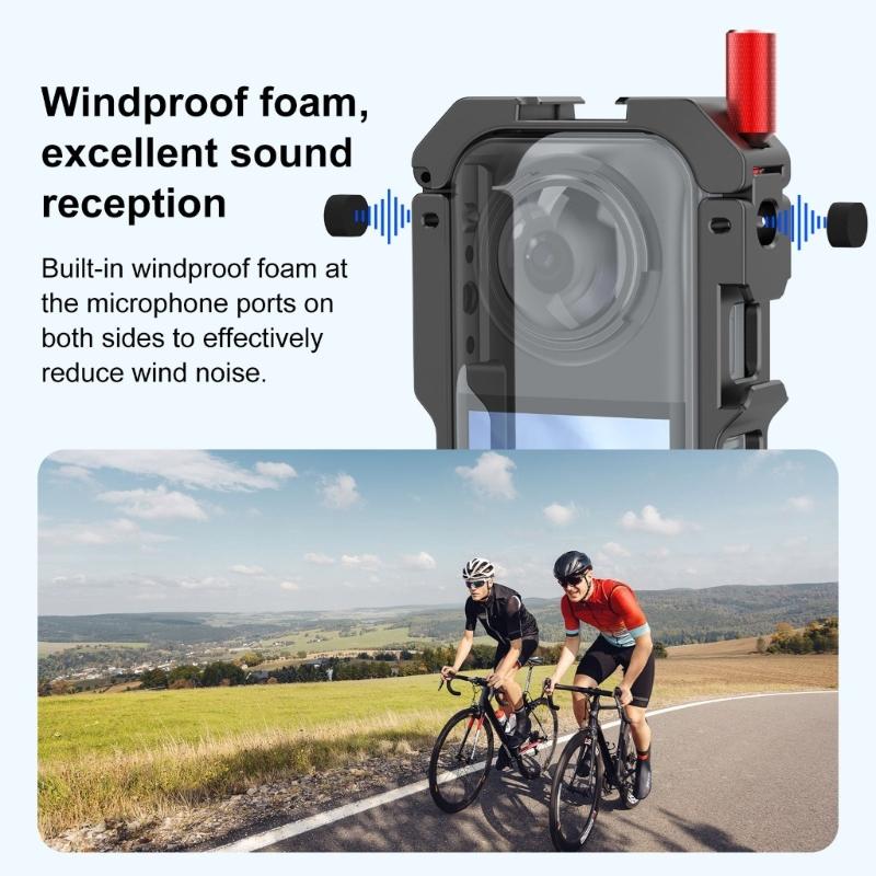 Aluminum Protective Frame Camera Cage For 360 X5 Action Camera With Cold Shoe Mount And Toolless Installation