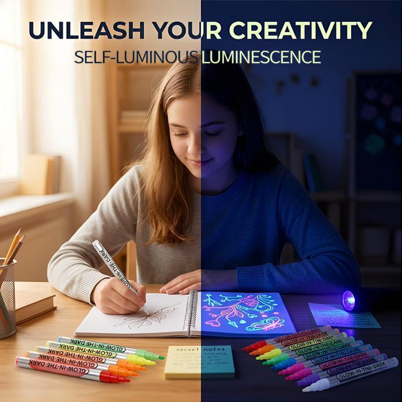 8 Colors Fluorescent Luminous Marker Party Decoration Paint Diy Crafts Creative Artwork Waterproof Non-Toxic Dark Pen Draw Tool