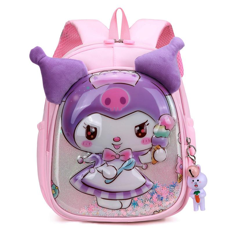 Cartoon Girl Kuromi Backpack With Ergonomic Shoulder Straps For School Use