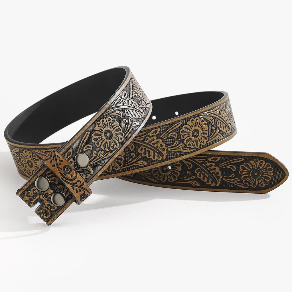 Women's Ethnic Dragon Pattern Carved Leather Belt - Retro, High-End, Versatile Fashion Accessory