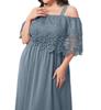Elegant Off-Shoulder Plus Size Lace Trim Dress