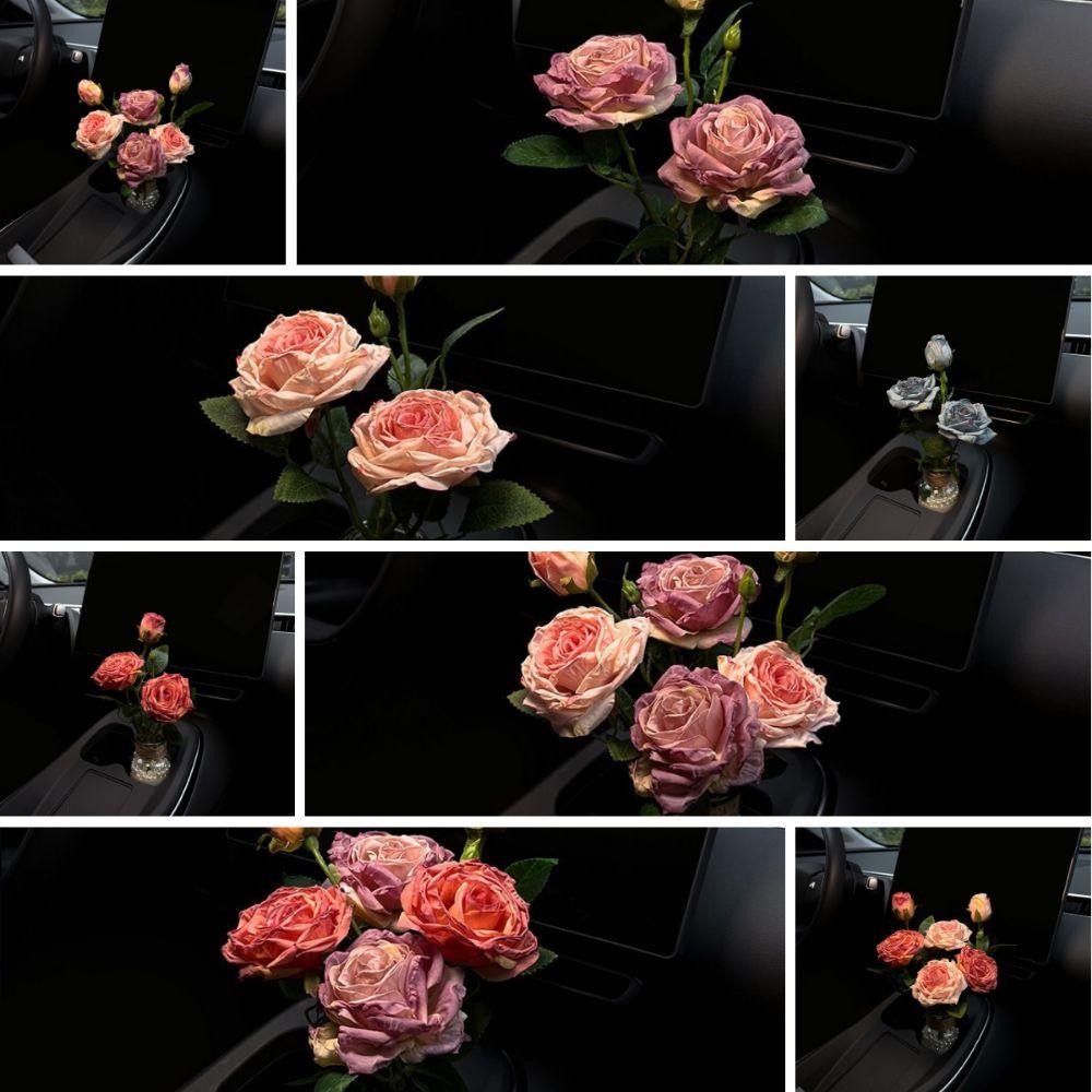 French-style Flower Car Ornaments Frayed Edge Rose Car Decor Car Interior Decoration  Gifts