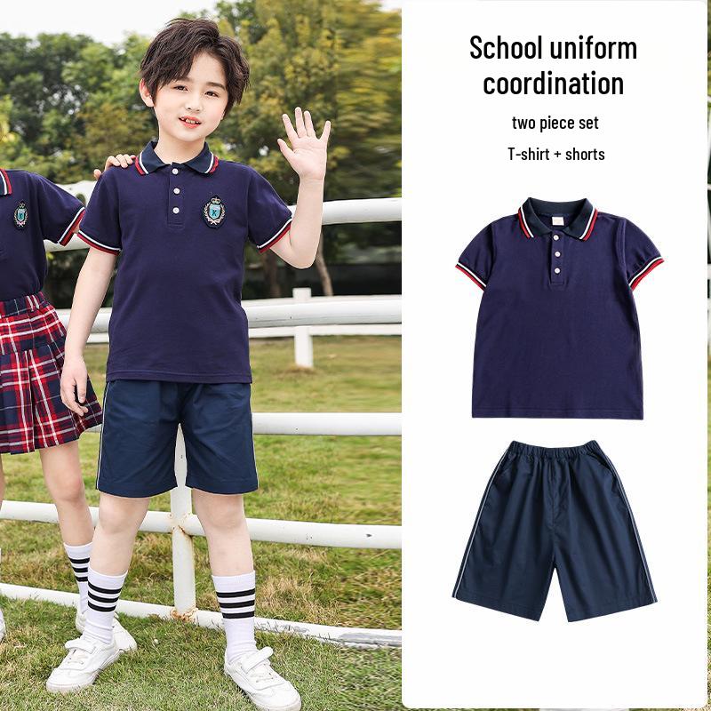 British Style Summer Kids' School Uniform Set - Boys & Girls Two-Piece Performance Wear