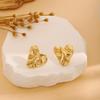 High-End Metal Heart Butterfly Flower Earrings with Exaggerated Pleated Texture
