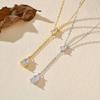 925 Sterling Silver Tassel Zircon Pendant Necklace for Women Simple Daily Wear Stackable Silver Necklace Party Gift