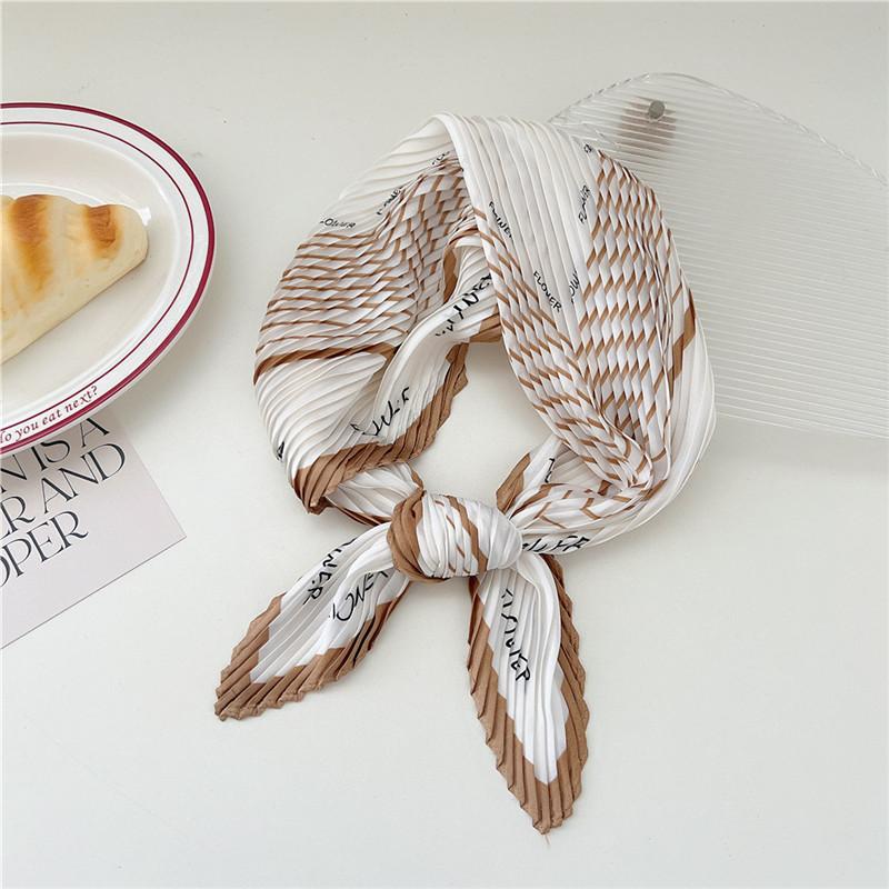 70cm Crumpled Scarf Kerchief Print Square Scarves Women DIY Hair Band Ribbon Headscarf Bandanas Headband Neck Wraps Neckerchief