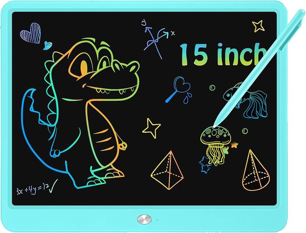 Colourful LCD Writing Board Children 15 Inch Painting  Tablet Ektronic Graphic Tablet 3-12 Year Old Girls Boys Children Toy Gifts (Pink)