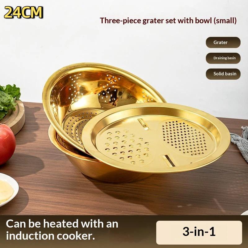 3 In 1 Stainless Steel Kitchen Vegetable Shredder Set Sharp Slicer Dicer Cutting Tool for Home Cooking Salad Making Use A