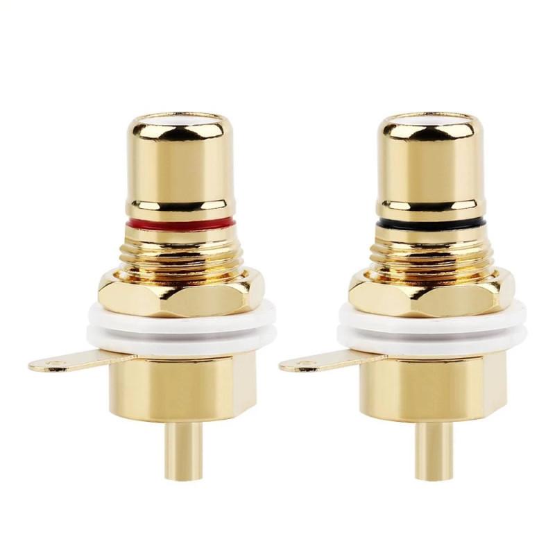 RCA Connector Female Jack Socket Chassis Gold Plated Audio Adapter For CMC Copper RCA Plugs DIY Speaker Terminal AmplifierGood product