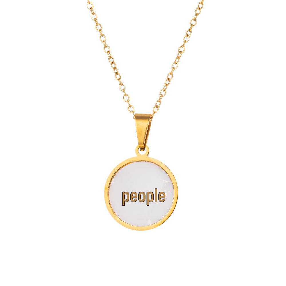 Naszyjnik ze stali tytanowej Wenjian biały okrągły z literą angielską - koreański styl cold, uniwersalny, lekki luksus, moda dla kobiet