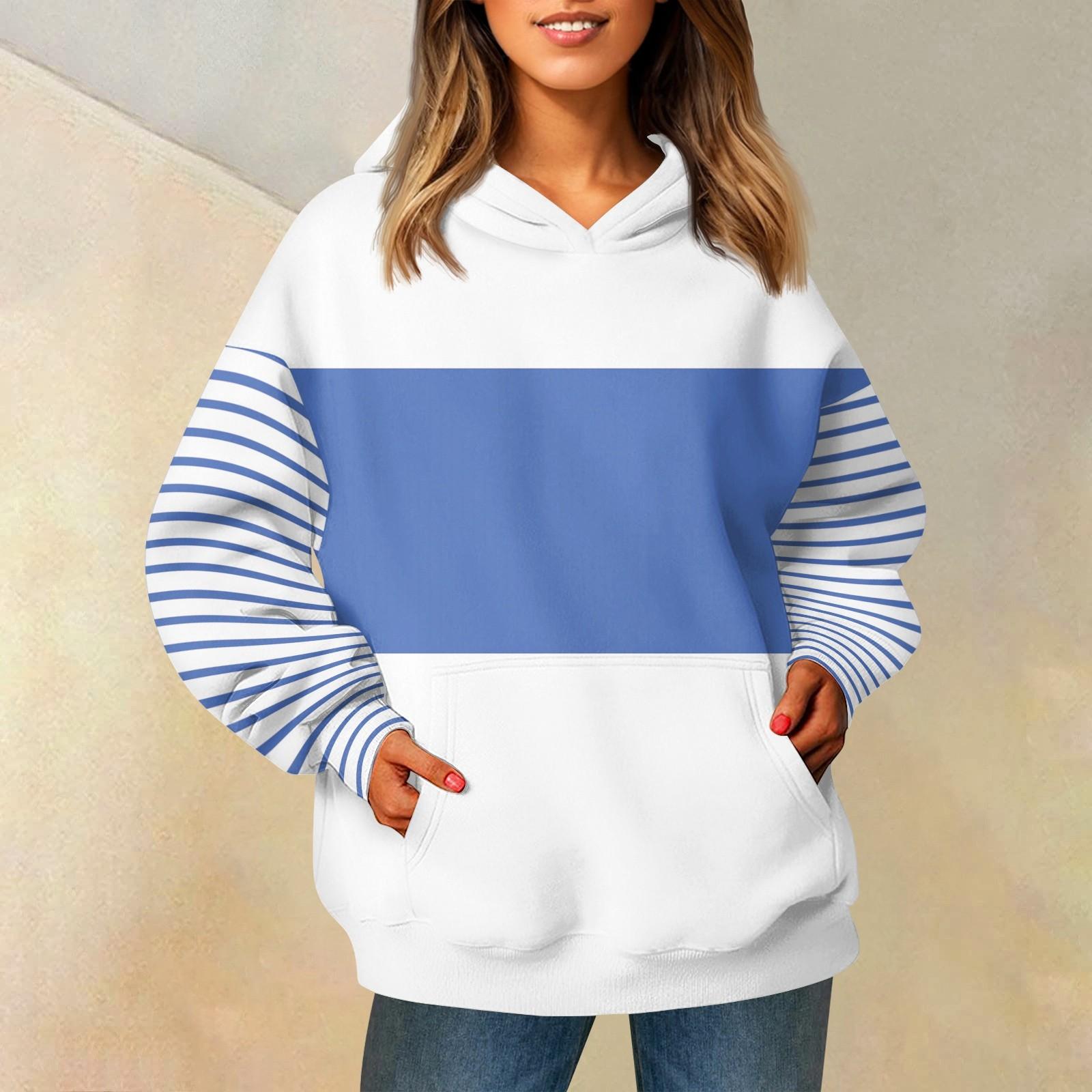 

Женская мода повседневные универсальные повседневные толстовки с длинным рукавом с цветными блоками XXXL белый