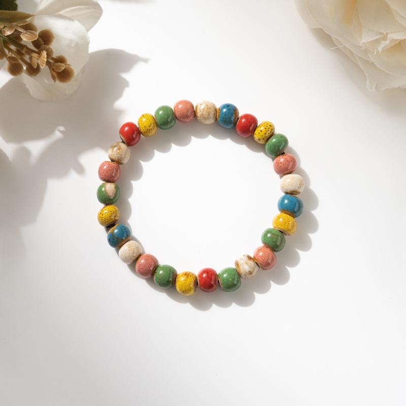 Retro Ceramic Bracelet - Chinese Style, for Both Men and Women, with Colorful Beads, Simple Design Hand Chain