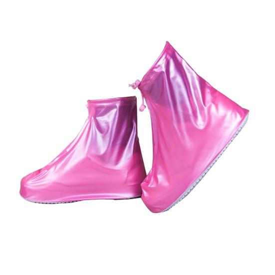 1 Pair Rainproof Shoe Covers Thickened PVC Waterproof No Seam Zipper Wide Opening Non-slip Shoe Protectors