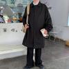 Men Double Breasted Windbreaker Coat Long Sleeve Lapel Solid Color Loose Fit Casual Mid Length Trench Coat with Pockets