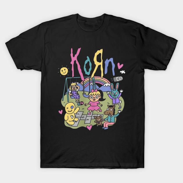 

Men Black Print T-shirt Funny Vintage Korn No-Cut Transfer Paper Print Cotton Tshirt 4XL чорний