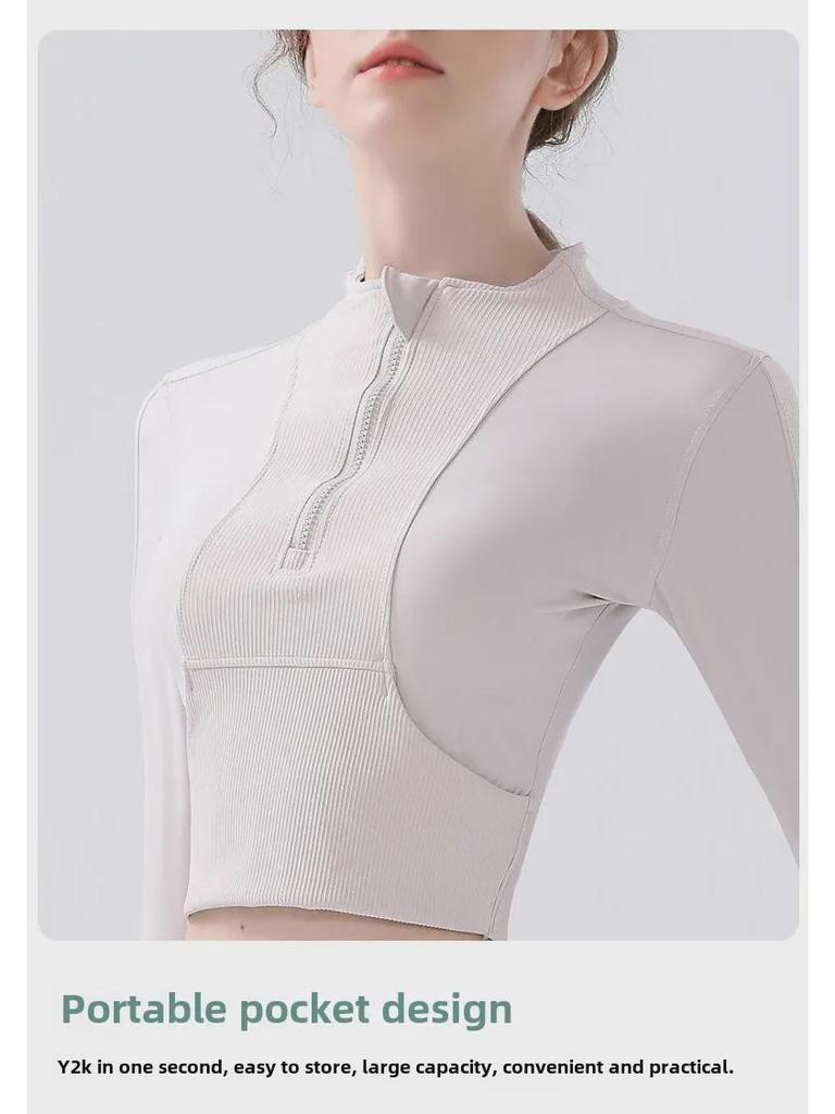 Half-Zip Slim Fit Yoga Running Jacket - Autumn/Winter Long-Sleeve Style