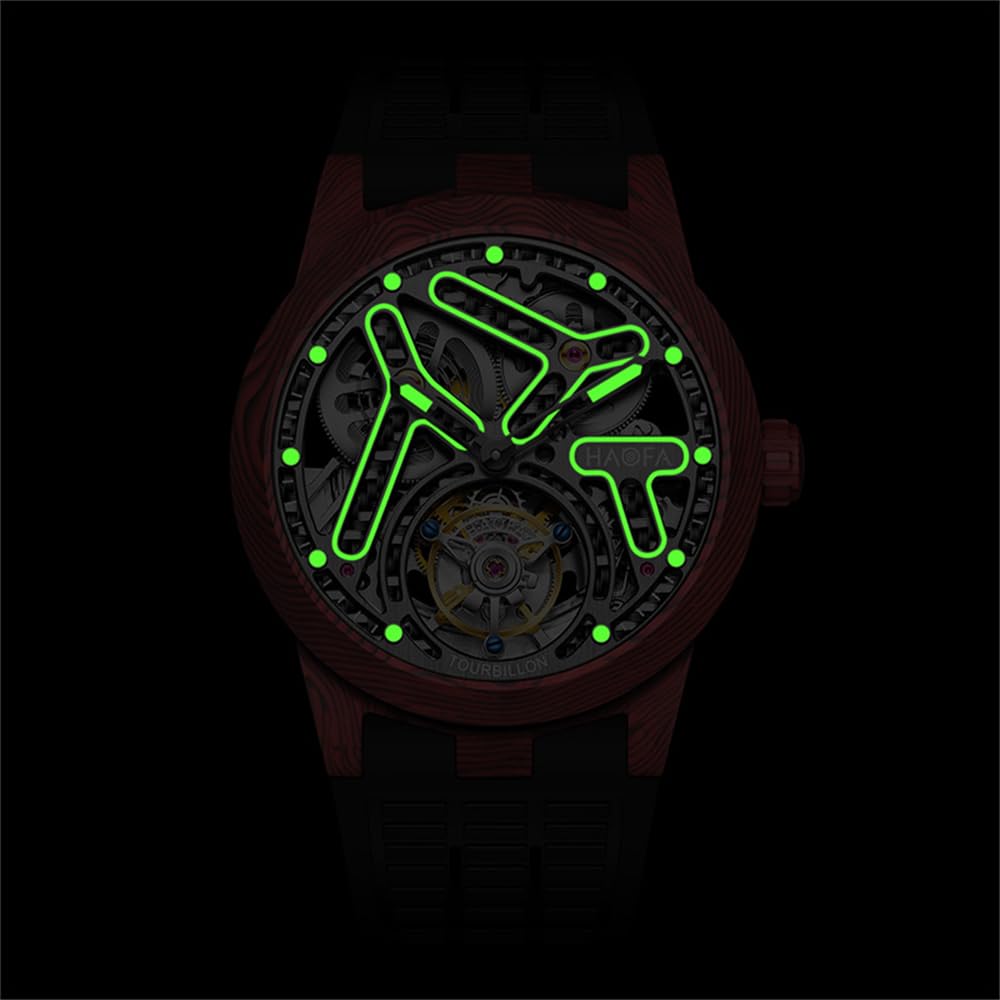 Hodinky HAOFA Tourbillon Mechanické Automatické Natahování Pouzdro z Uhlíkových Vláken Dutý Ciferník Stylové Luxusní Safírové Sklo Populární Vodotěsné Dárek Pánské Pánské