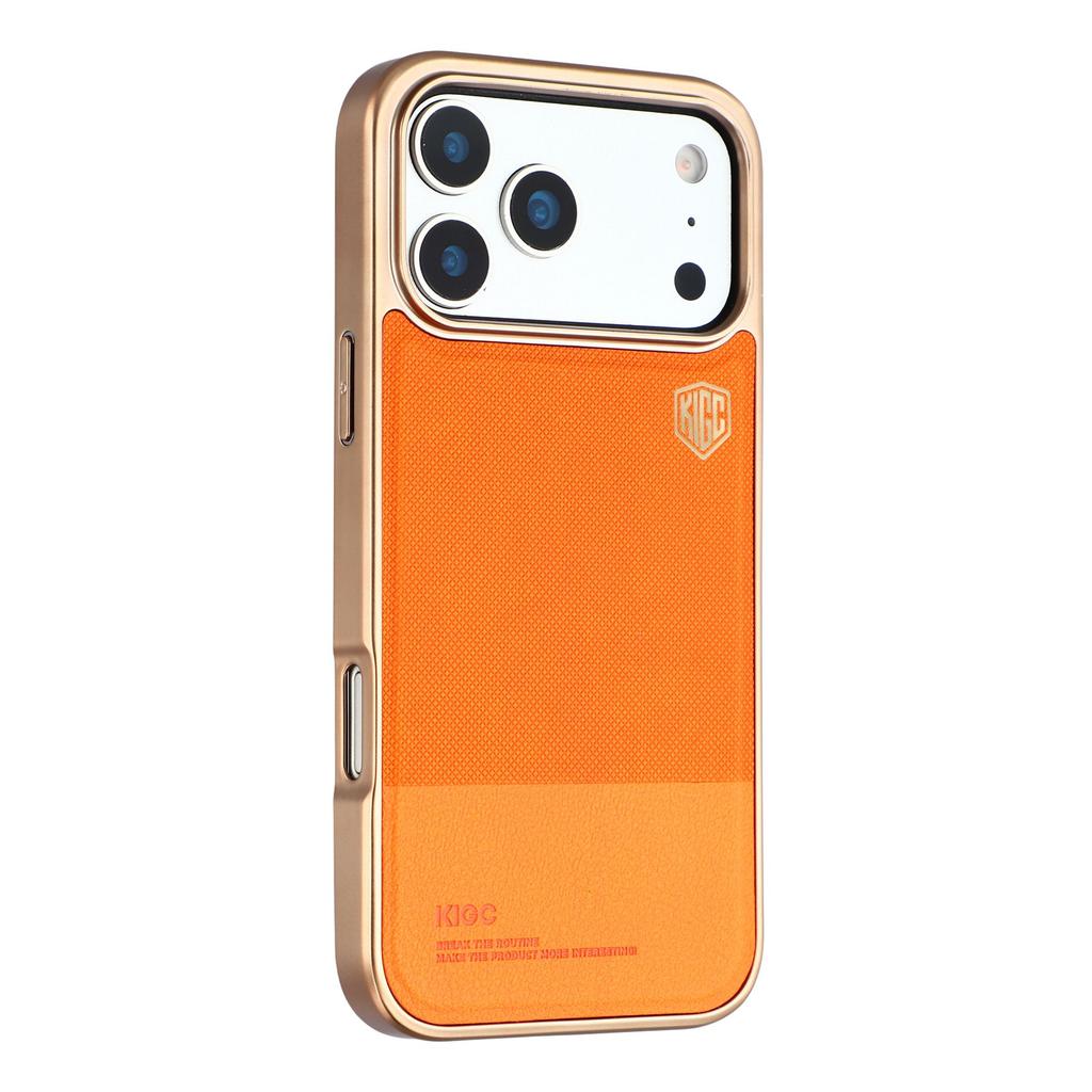 KIGC For iPhone 17 Pro Max Case PC + TPU + PU Electroplating Phone Cover