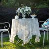 Vintage French Embroidered Lace Tablecloth - White, Nordic-Inspired Polyester Dust Cover for TV Stand, Wine Cabinet & Shoe Rack