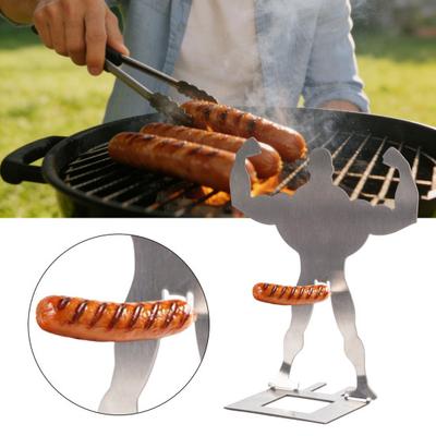 Hot Dog Grill Rack Muscle Man Hot Dog Stand Stainless Steel Sausage Holder for BBQ Outdoor Cooking Funny Birthday Gifts Gift for Men