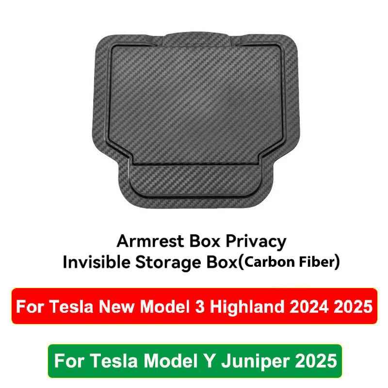 For Tesla New Model Y Juniper 2025 Model 3 Highland 2025 Storage Box Center Armrest Hidden Box Cup Holder Organizer Accessories