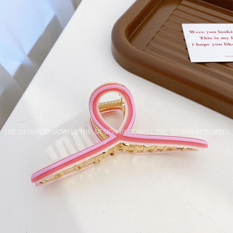 

Trendy Womens Alloy Hair Clip In Large Size With Simple Lines And Eyecatching Color Selection Pink12cm