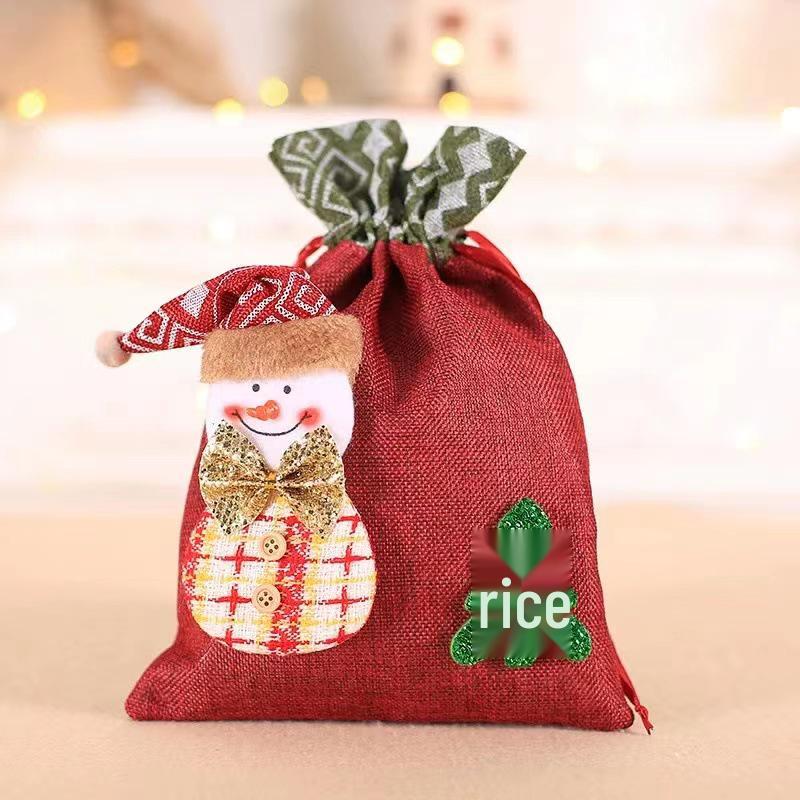 Festive Burlap Drawstring Gift Bag for Kids - Ideal for Apples, Candy, and Cookies