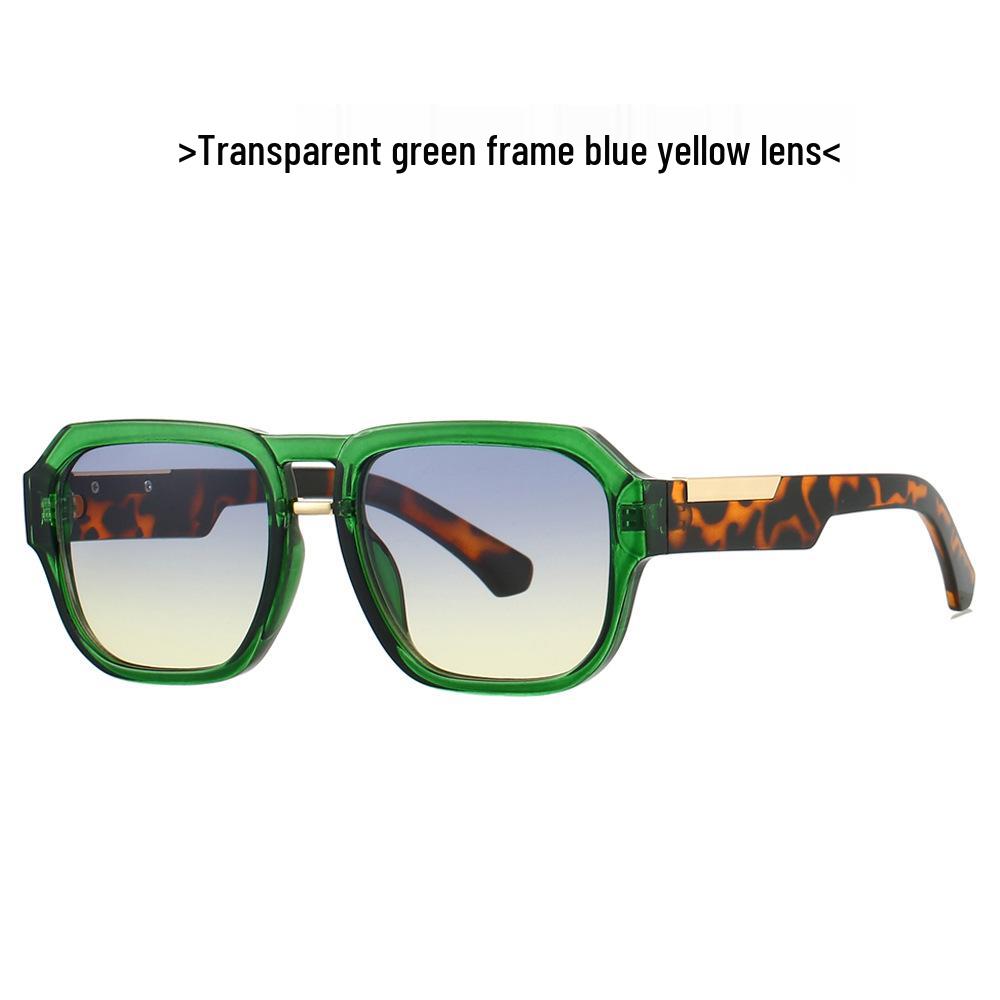 

Модные мужские солнцезащитные очки-авиаторы с двойной перемычкой (9710) - Квадратные оправы в уличном стиле