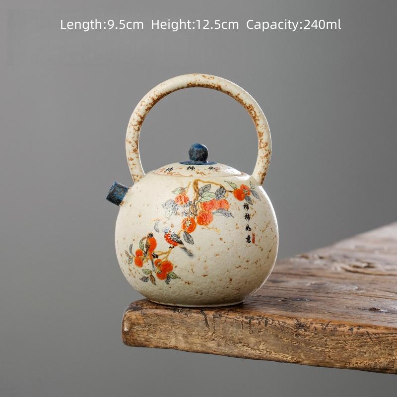 

240ml Blue And White Flint Red Persimmon Ruyi Tea Pot Ceramic Teapot Tea Kettle For Brewing Tea Tea Ceremony