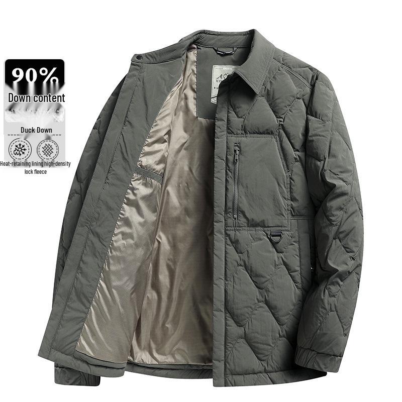 Men's Lightweight Lapel Duck Down Quilted Jacket