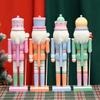 30cm European Wooden Nutcracker Ornament - Macaron Walnut Cracker Christmas Decoration.