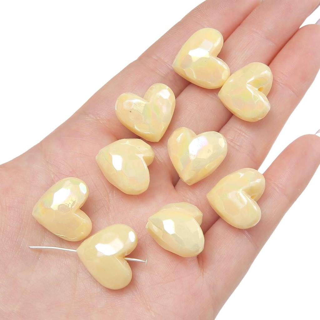 [19X17mm] Color-Plated Peach Heart Beads  Cream Heart-Shaped Beads DIY Handmade Jewelry Accessories