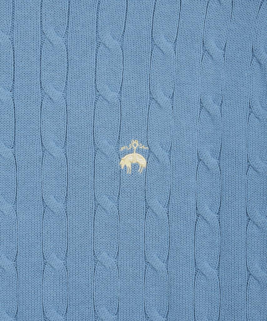 BROOKS BROTHERS Cotton Cable Crew Neck Sweater (Light Blue) (Bbwrmbg102)
