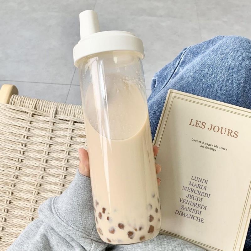 High-Value Large Capacity Heat-Resistant Pearl Milk Tea Cup with Straw