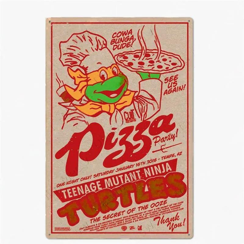 Great Food Vintage Metal Signs Pizza Zone Plaque Pub Bar Home Decoration Best Homemade Posters Italian Pizza Wall Art Plate
