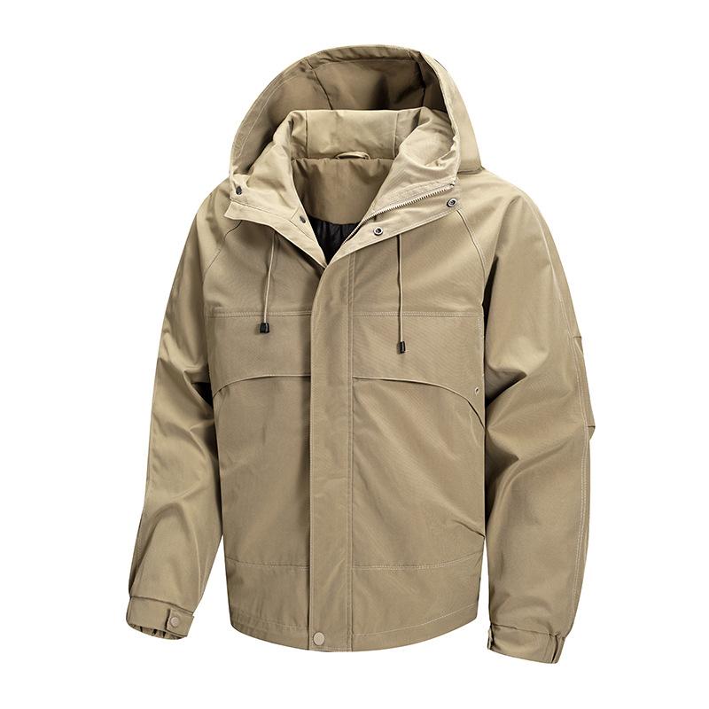 

Spring and Autumn New Outdoor Casual Jacket Hooded Jacket Men s Jacket Men s S хаки